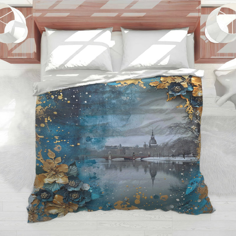 Édredon Cityscape Bedding Scenic Art Deco, Lit simple