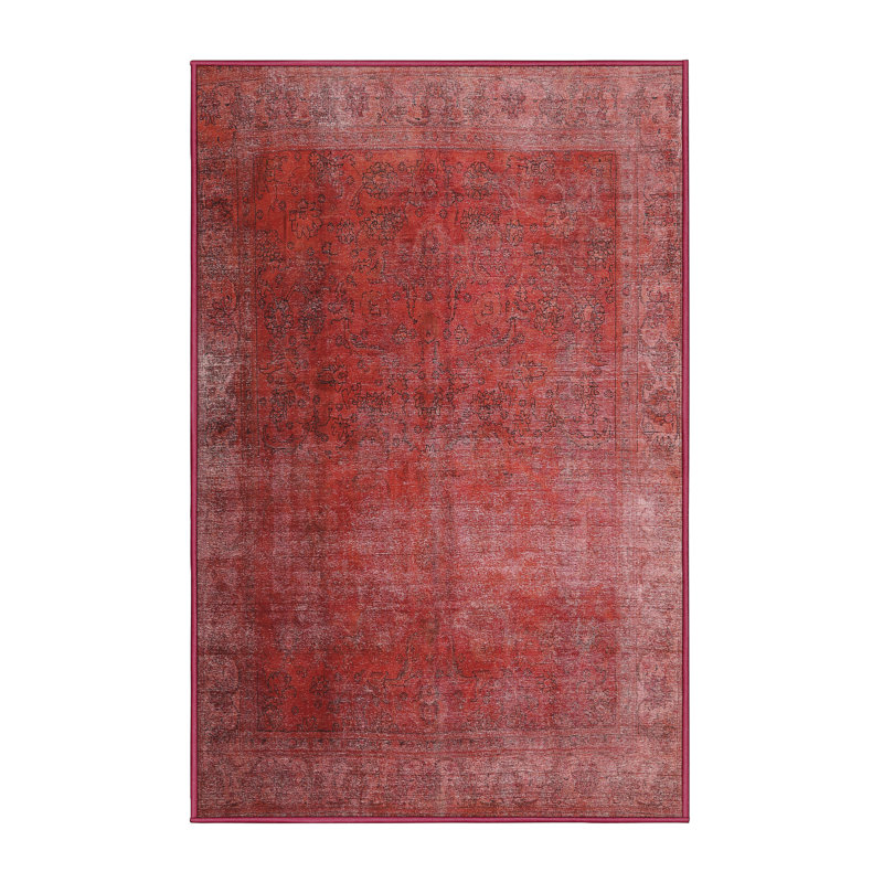Tapis rouge contemporain, Rectangle 5 pi x 7 pi