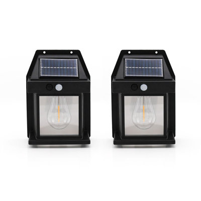 Black 17.2cm H Solar Powered Integrated LED Outdoor Wall Lantern