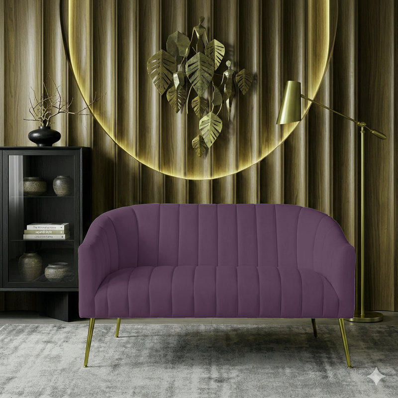 Light Luxury Vertical-Striped Double Sofa, Purple