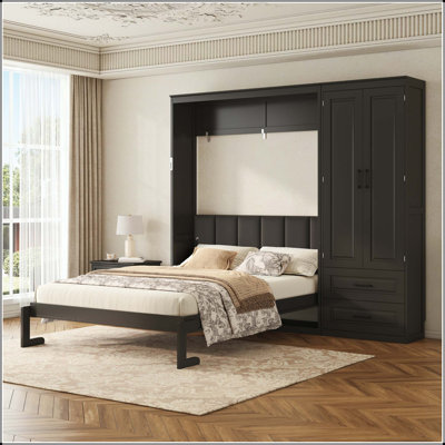 Queen Murphy Bed with Wardrobe and Drawers