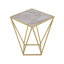 TABLE D'APPOINT CRÉATIF SIMPLE EN VERRE, DORÉ ET BLANC