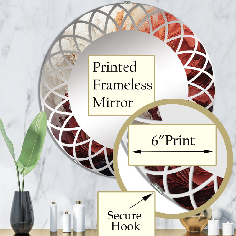 Willfredo - Miroir mural moderne rond, 32 po x 32 po