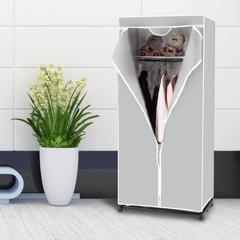 Twicken 50cm Rolling Portable Wardrobe, Grey