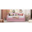 Twin Size Tufted Upholstered Daybed with Trundle ,Velvet Sofabed with USB&Type-C Charging Ports,No Box-spring Needed, Pink(Old SKU:HL000088AAH)