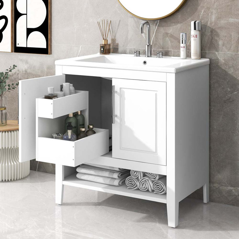 Meuble-lavabo simple 30 po avec comptoir, Blanc