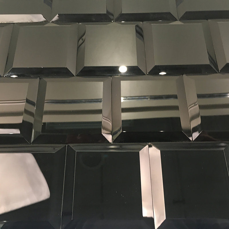 Genoa 3" x 3" Beveled Glass Wall Tile, Gunmetal