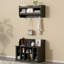 Banc de rangement pour chaussures avec tablettes et 4 crochets, portemanteau élégant avec portemanteau mural, rangement pour vestibule, vestibule, vestibule, noir