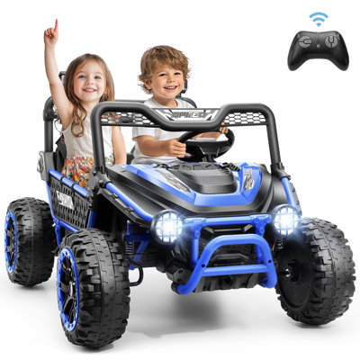 24V Ride On Jouets pour les grands enfants, grand véhicule électrique 2 places pour enfants avec télécommande parentale, démarrage par clé, suspension, Bluetooth, roues électriques