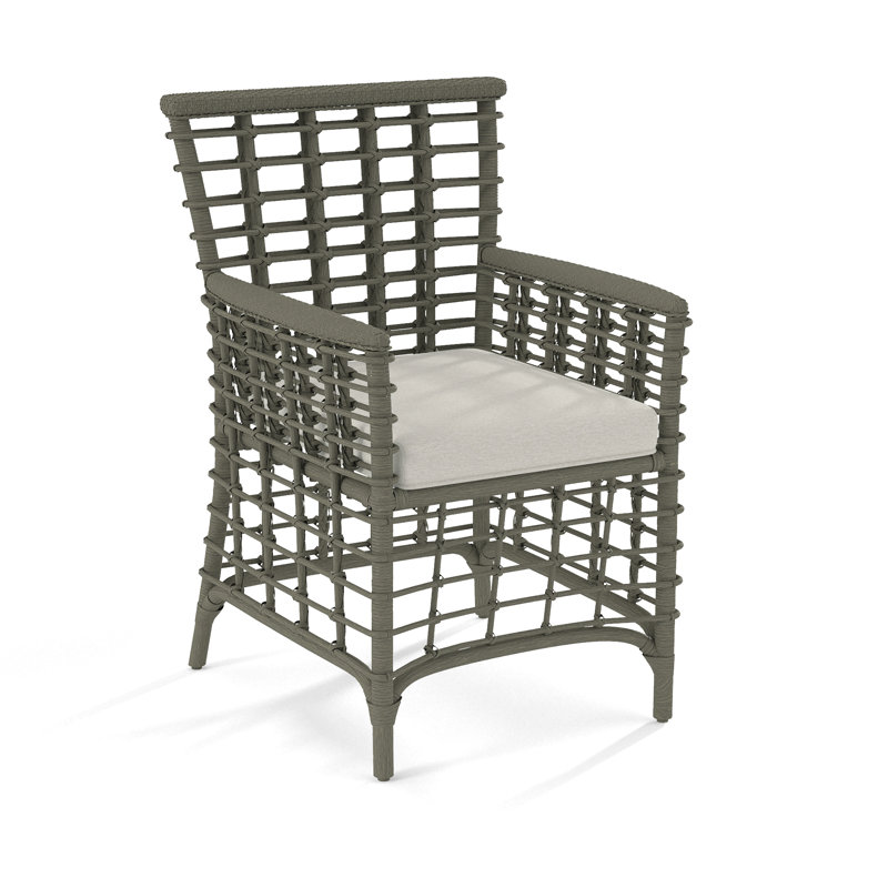 Bridgehampton Arm Chair, Greystone, White Performance Fabric
