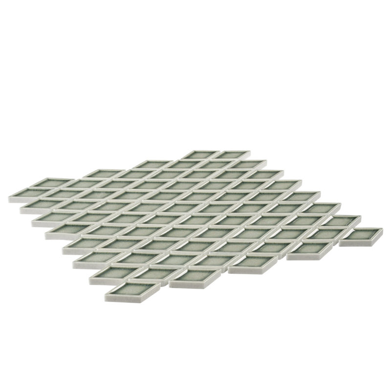Auvene Grey  Diamond Upcycled Polished & Crackled Glass Mosaic Wall Tile, Boven