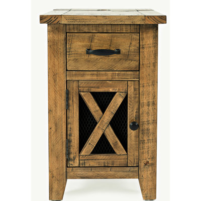 Hultquist Solid Wood Top End Table with Storage and Built-In Outlets