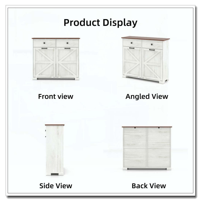 Armoire de tri de lessive, poubelle basculante, Brun et blanc antique
