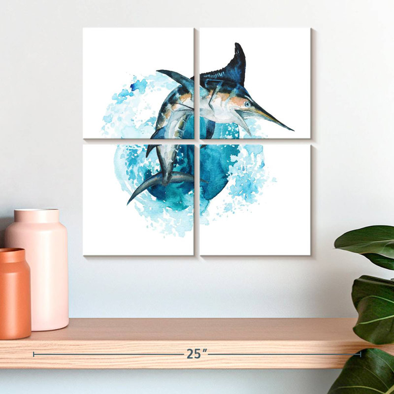 Brampt Blue Marlin Splash, 18" H x 18" W