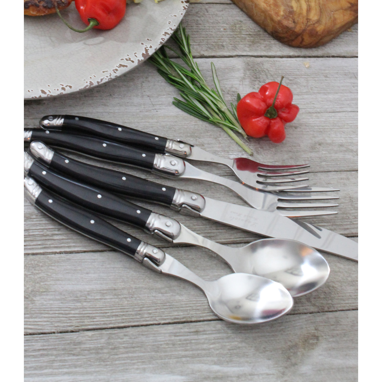 Hixon Stainless Steel Flatware - Set of 20, Black