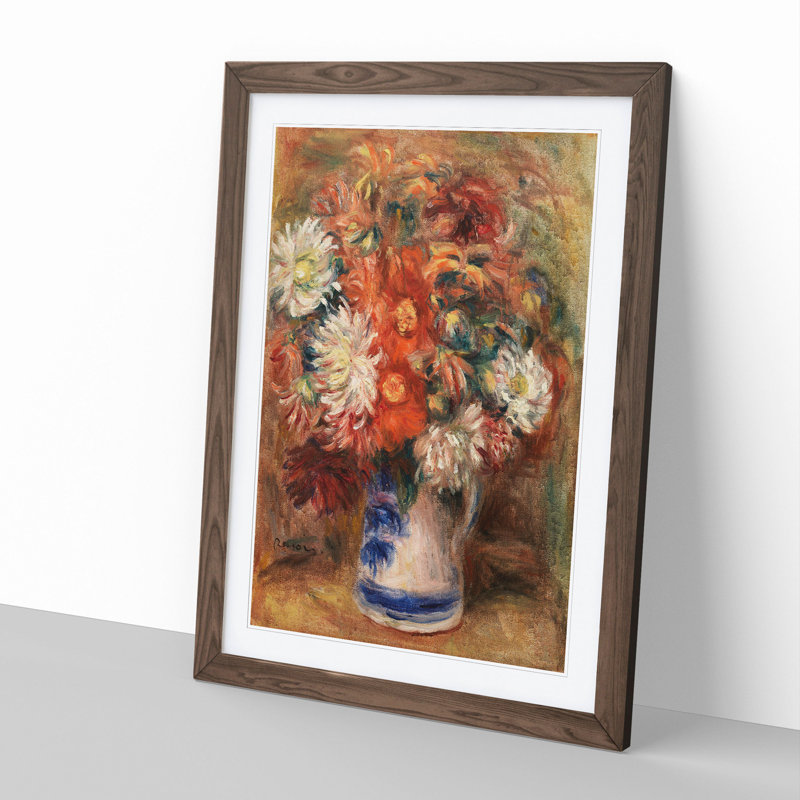 Bouquet of Flowers Vol.1 by Pierre-Auguste Renoir - Picture Frame Painting, 48cm H x 36cm W x 2cm D, Walnut