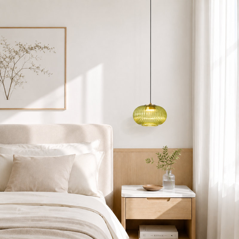 1 - Light LED Green Glass Pendant Light