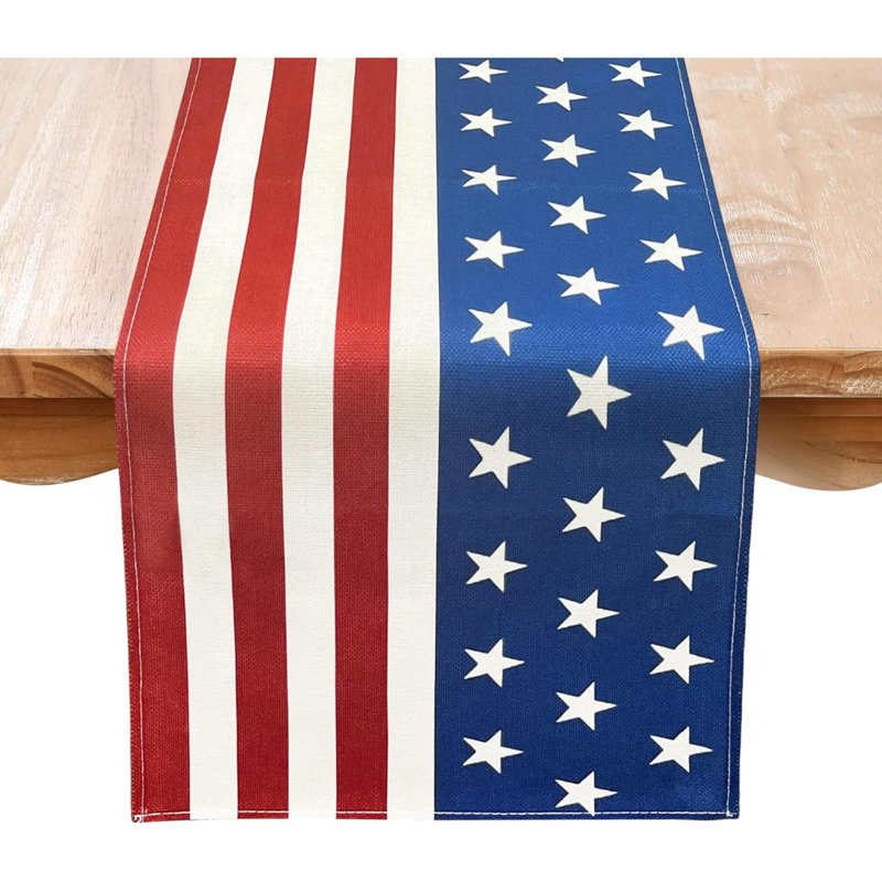 Chemin de table du 4 juillet, jour du Souvenir, drapeau, étoiles, coureurs, jour de l'Independence, décorations de table pour la salle à manger