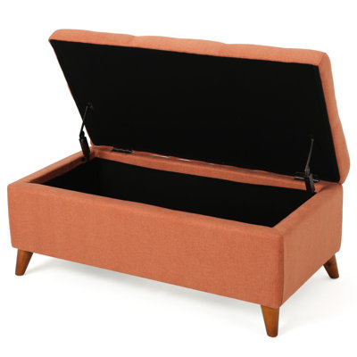 Stylish Board Game & Remote Storage : Lift Top, Fabric Birch Wood, Dark Brown, 37.88X18.95X15.28 In, Orange, Assembly Required With Lift-Top For Games And Remotes: 38 In X 18.95 15.5