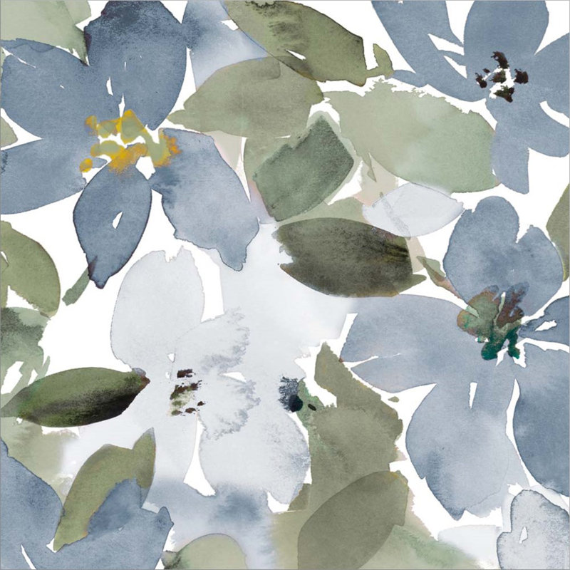 "Contemporary Blue Blooms Square" par Lanie Loreth, art mural encadré