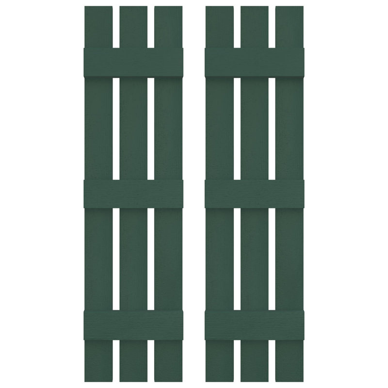 Builders Edge, paire de volets personnalisés à trois planches espacées, planche-n-lattes, 57 po, Vert forêt