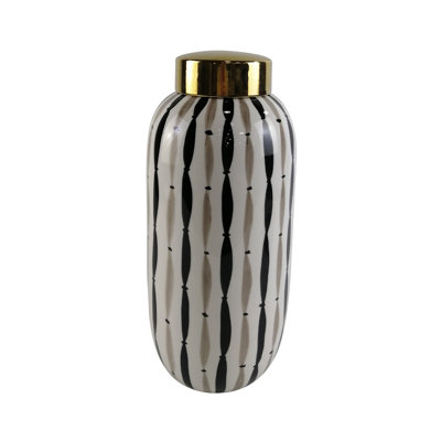 Hutsell Ceramic Ginger Jar with Lid for the Living Room, Modern Home Decor