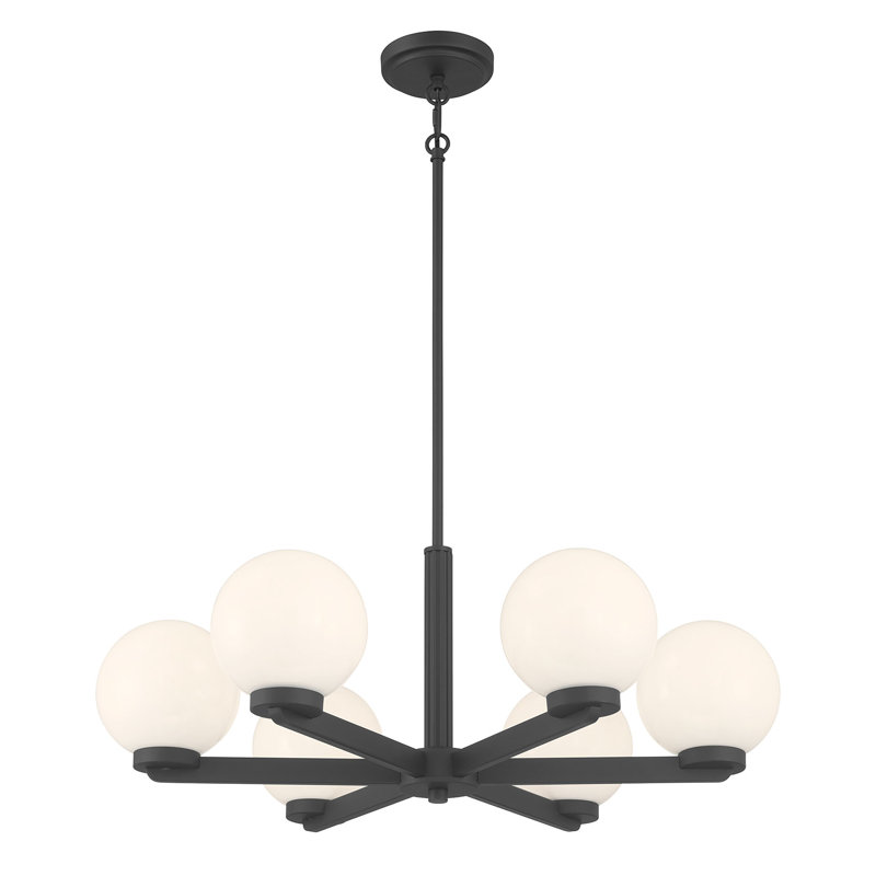 Lustre 8 lumières Ahadzi, Noir mat, Six lumières, H 51,75 po x l 28 po x P 28 po