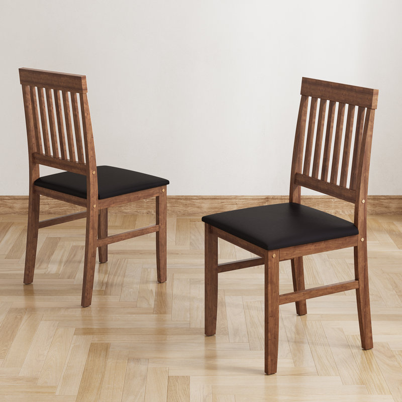 Mont Rubber Wood Dining Chairs Set Of 2, Brown Wood