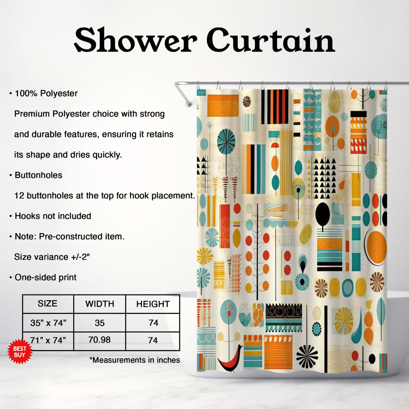 Timeless Flower - Premium Shower Curtain, H 74 po x l 71 po