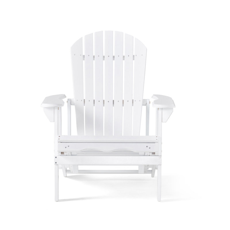 Chaise Adirondack inclinable en bois d'acacia durable et design confortable pour la détente en plein air, Blanc