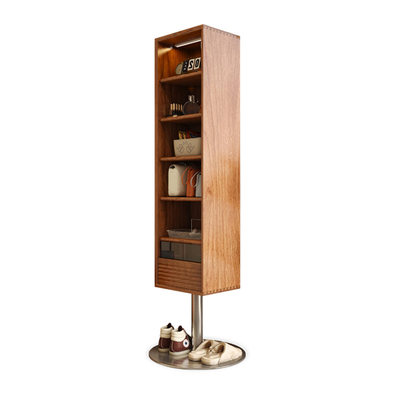 Modern Minimalist Cherry Wood Reversible Storage Full-Length Mirror