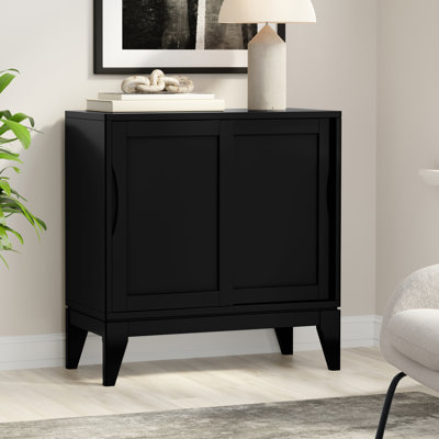 Harper 30"W Solid Hardwood Mid-Century Modern Low Storage Cabinet With Sliding Doors by Simpli Home