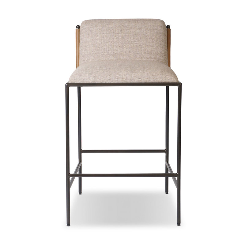 Rachael Upholstered Bar Stool with Metal Frame, Alcala Wheat, Counter Stool (27” Seat Height)