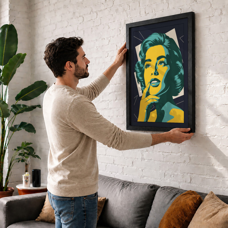 Portrait Pop Art - Framed Print, A2 - 59.4 x 42.0 cm, White