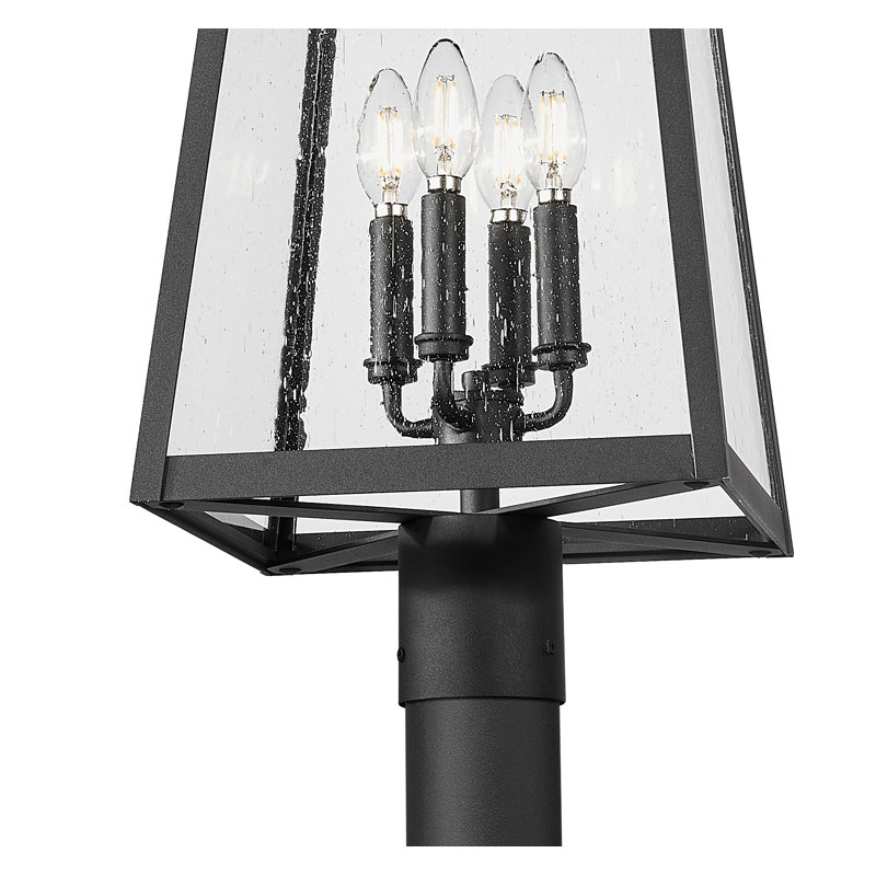 Rainer 4 Light Outdoor Post Mounted Fixture in Black, 118.25" H x 13.5" W x 13.5" D