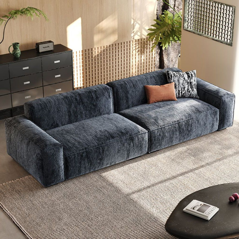 Canapé modulaire en chenille bleue, Bleu