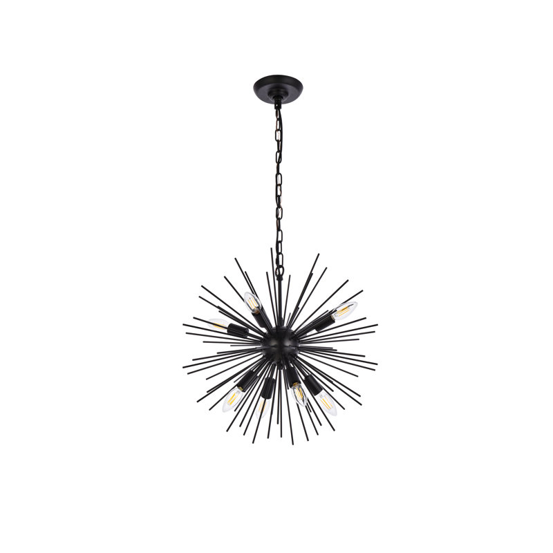 Lustre sphérique spoutnik 8 lumières à intensité variable Sumler, H 18 po x l 20 po x P 20 po, Noir