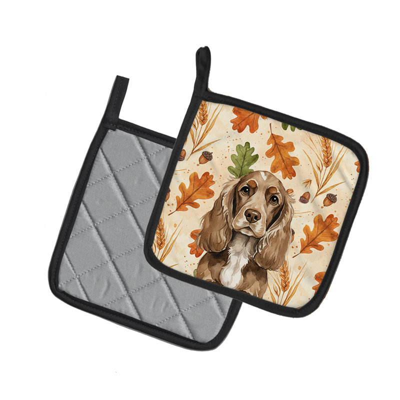 Paire de supports à casseroles chocolat Cocker Spaniel