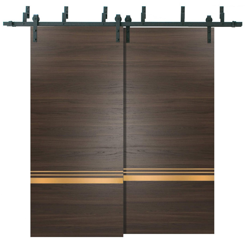 Porte de grange à panneaux en bois, Frêne chocolat, 36 po x 84 po