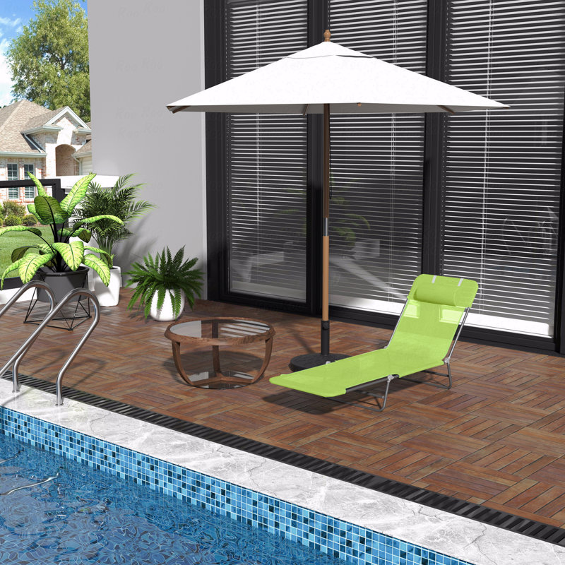Chaise longue d'extérieur, chaise longue pliante pour piscine, Vert
