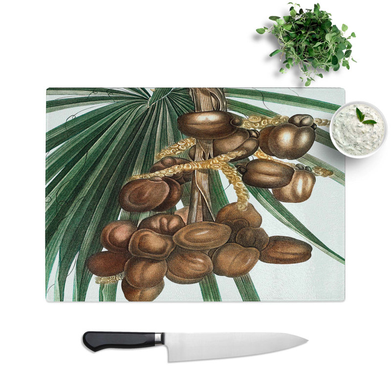 Tempered Glass Date Palm Chopping Board, 39 cm W x 28.5 cm L