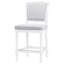 Tabouret à hauteur de comptoir blanc de 26 pouces, siège et dossier rembourrés gris, texturé, fixe pour les repas