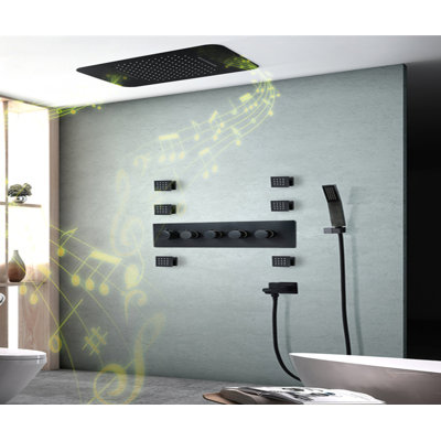 Ensemble de douche thermostatique complet à DEL Black Spa 24 x 15