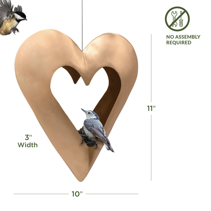 Mangeoire d'oiseaux Fly Thru Heart, Doré