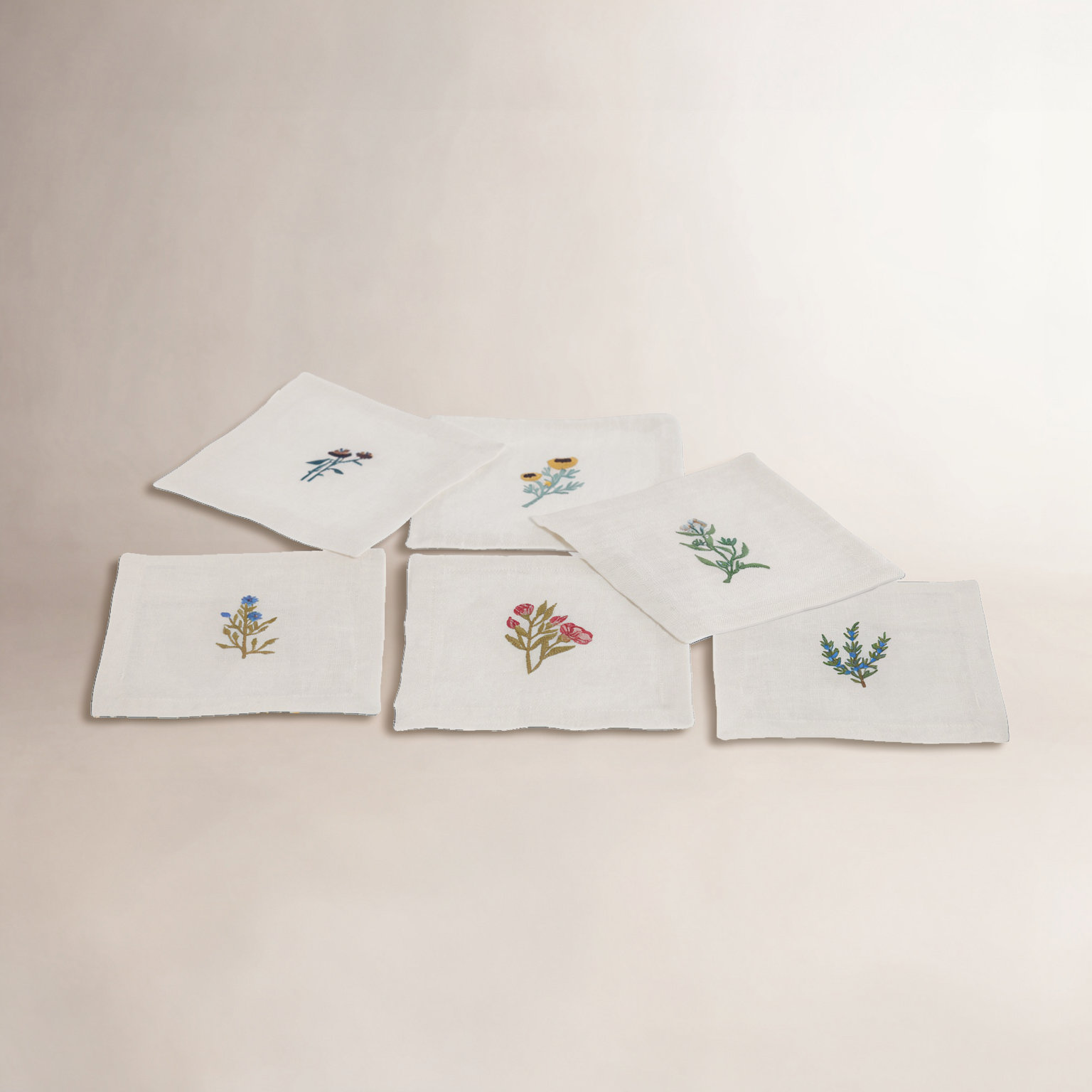 Embroidered Linen Cocktail Napkin