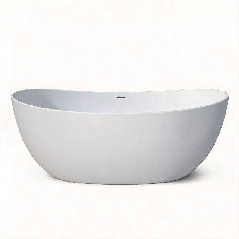Baignoire de trempage autoportante à surface solide blanc mat 65 pouces