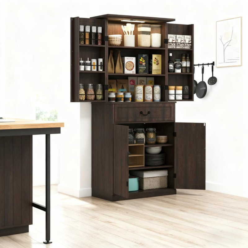 Armoire de rangement à DEL de style moderne avec tablettes de porte | Idée de cadeau