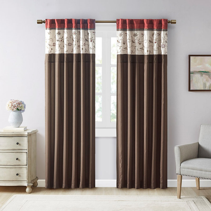 Vanarsdale Room Darkening Curtain Single Panel, Brown/Burgundy, 50" W x 84" L