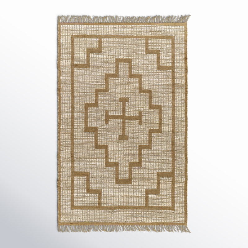 Tapis kaki / brun clair en jute / sisal tissé à plat à la main Envoy, Rectangle 2 pi 3 po x 3 pi 9 po