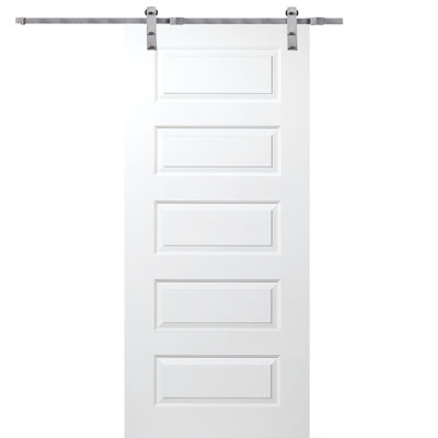 Rockport 80'' Solid + Manufactured Wood Paneled without Installation Hardware Kit Barn Door